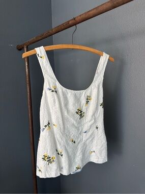 {anthro} White Lace-Up Floral Corset